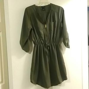 Casual fall army green dress